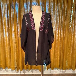 Sanctuary Black Kimono with Pink Detailing